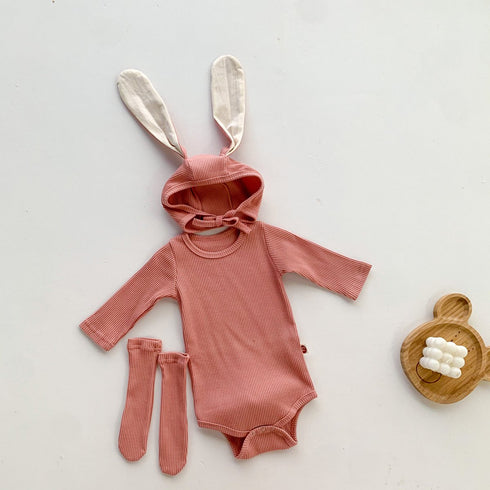 Cartoon rabbit ears long sleeve baby climbing clothes jumpsuit